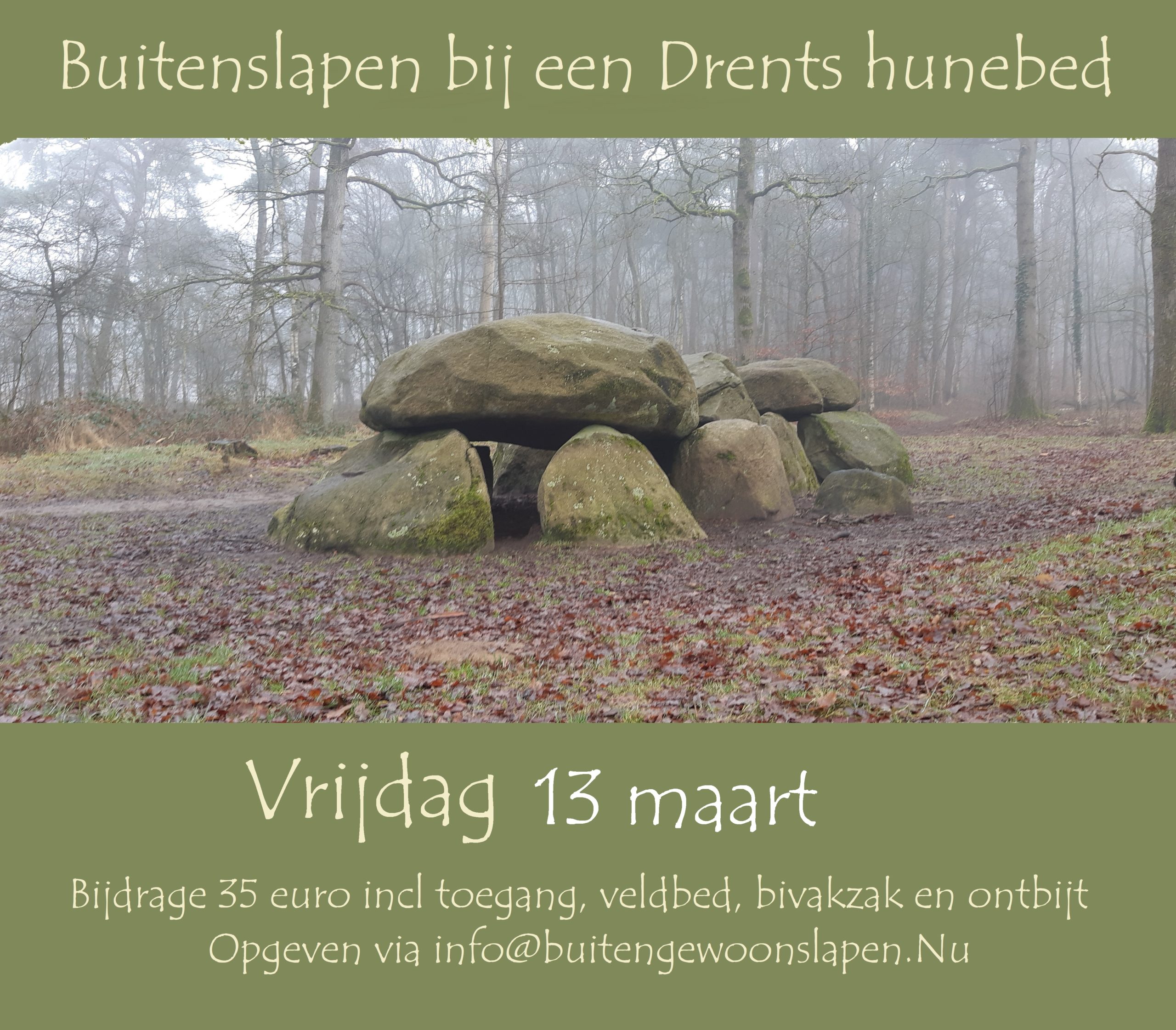 Buitenslapen bij een Drents hunebed